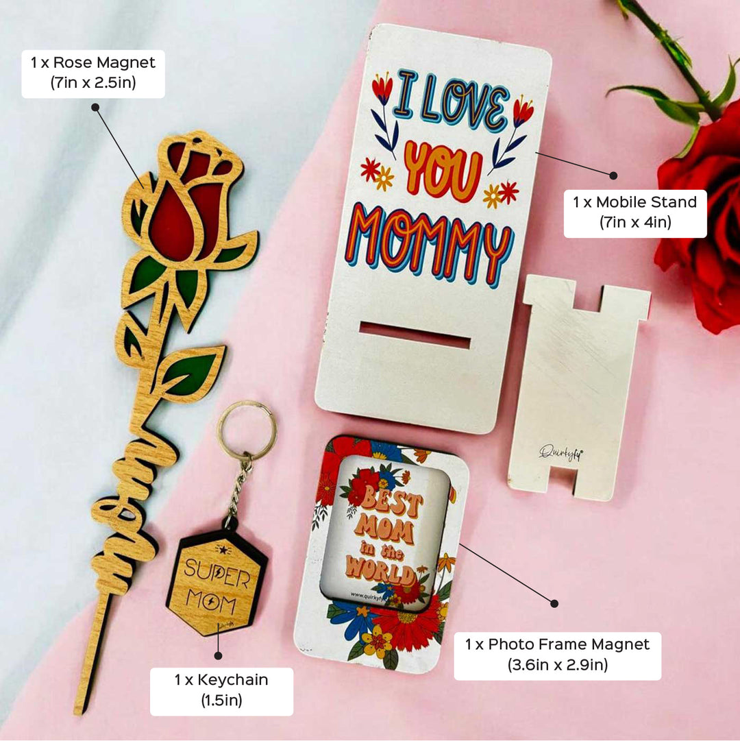 Photo Personalized Cute Mom Hamper For Mothers | Set of 4