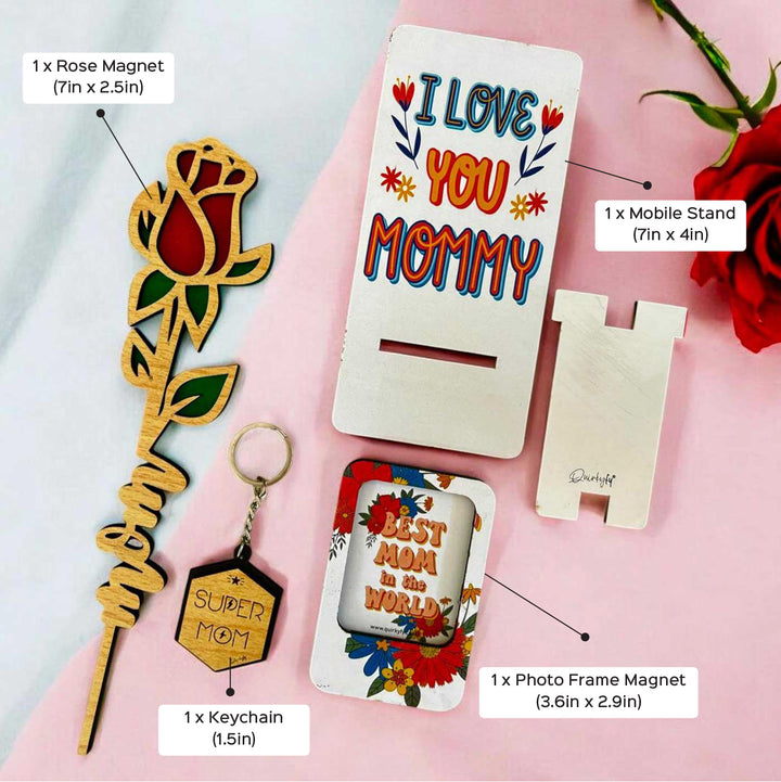 Photo Personalized Cute Mom Hamper For Mothers | Set of 4