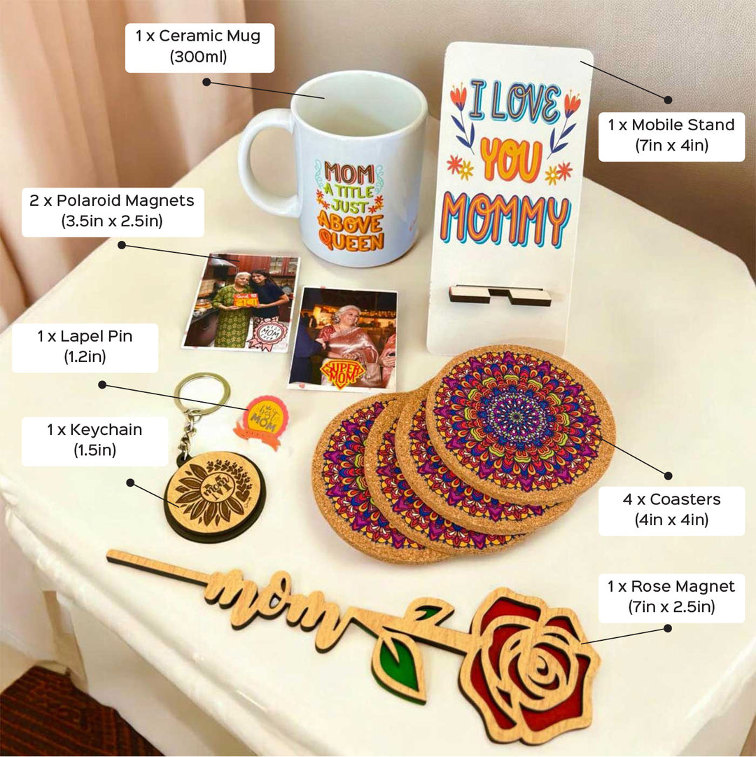 Photo Personalized Mom's Treasure Box Theme Hamper For Mothers | Set of 11