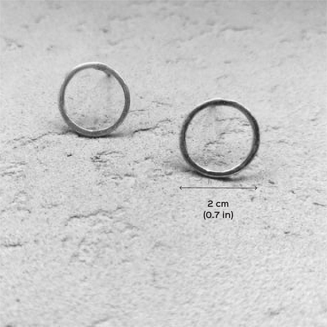 Handmade Hammered Circular Stud Copper Earrings