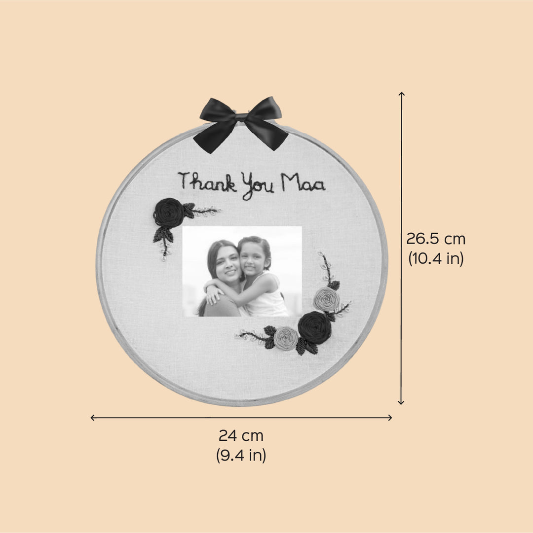 Photo Personalized Handmade Embroidered Mom Theme Wooden Wall Hoop