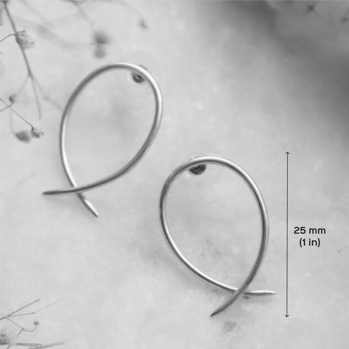 Minimal Fish Hook Design Stud Earrings | 18K Gold Dipped