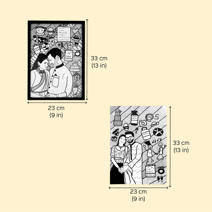 Photo Personalized Doodle Art Couples Black & White Decorative Plaque