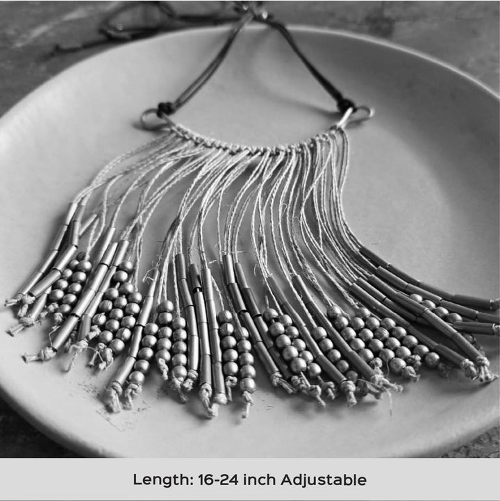 Handmade Jute Thread Bar Necklace