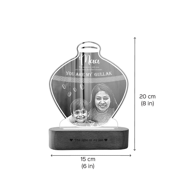 Photo Personalized Gullak Theme Acrylic Lamp For Mothers