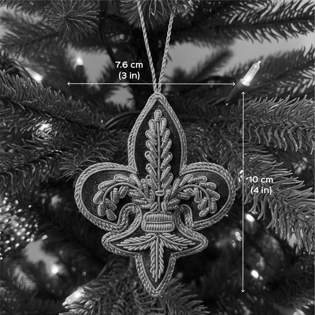 Fleur De Lis Blue Premium Zardozi Ornament