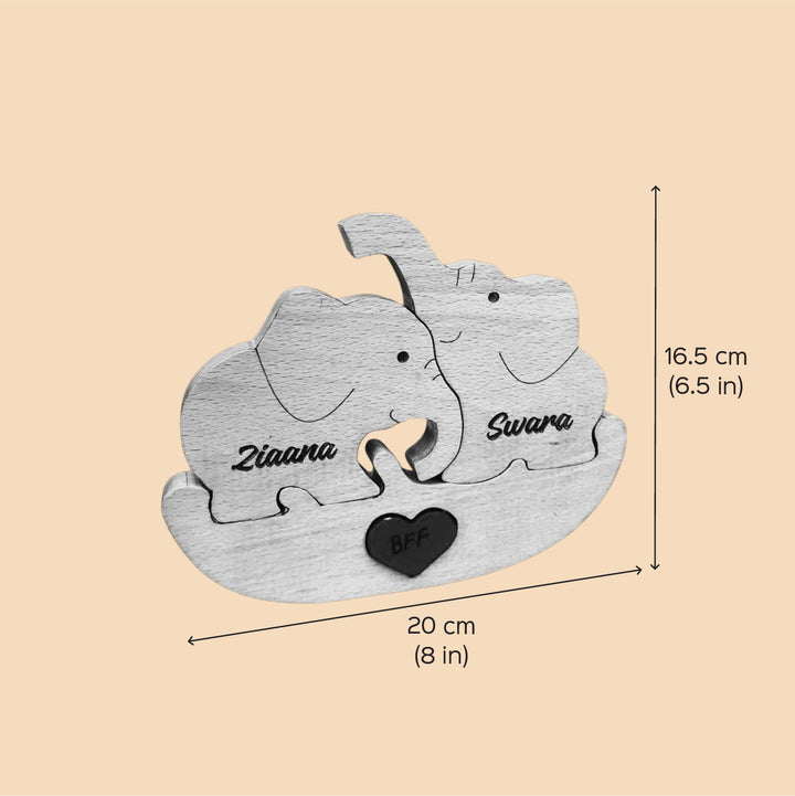 Personalized Elephant Family Of 2 Wooden Figurine