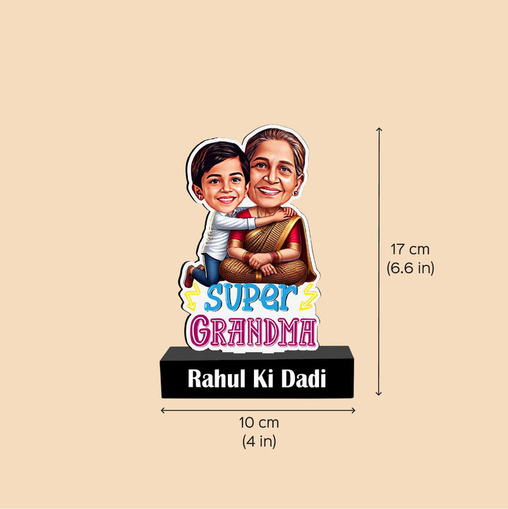 Photo Personalized "Super Grandma" MDF Wood Caricature Cutout