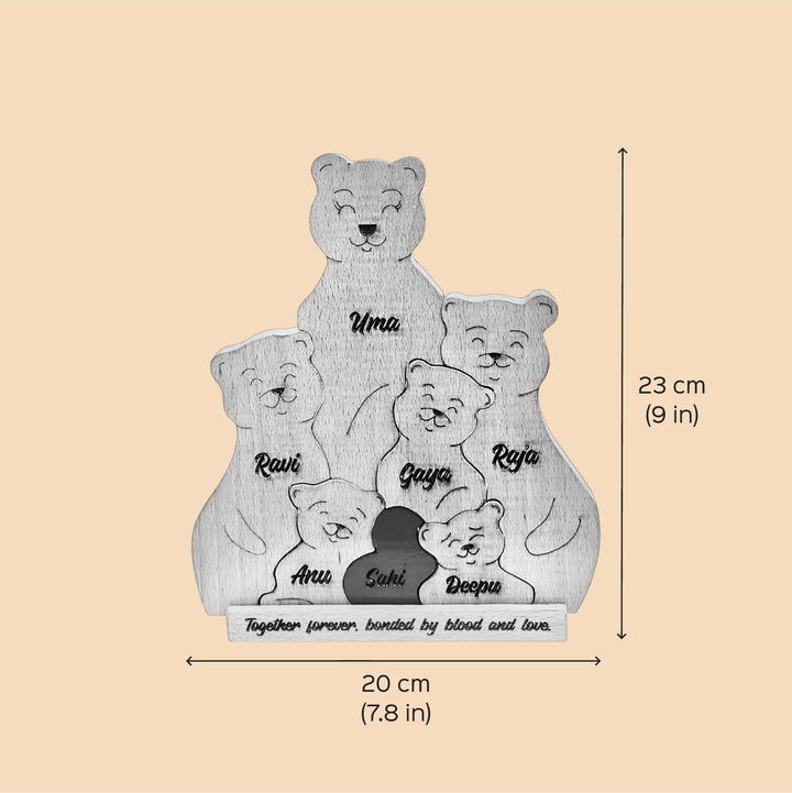 Personalized Bear Family Of 6 Wooden Figurine