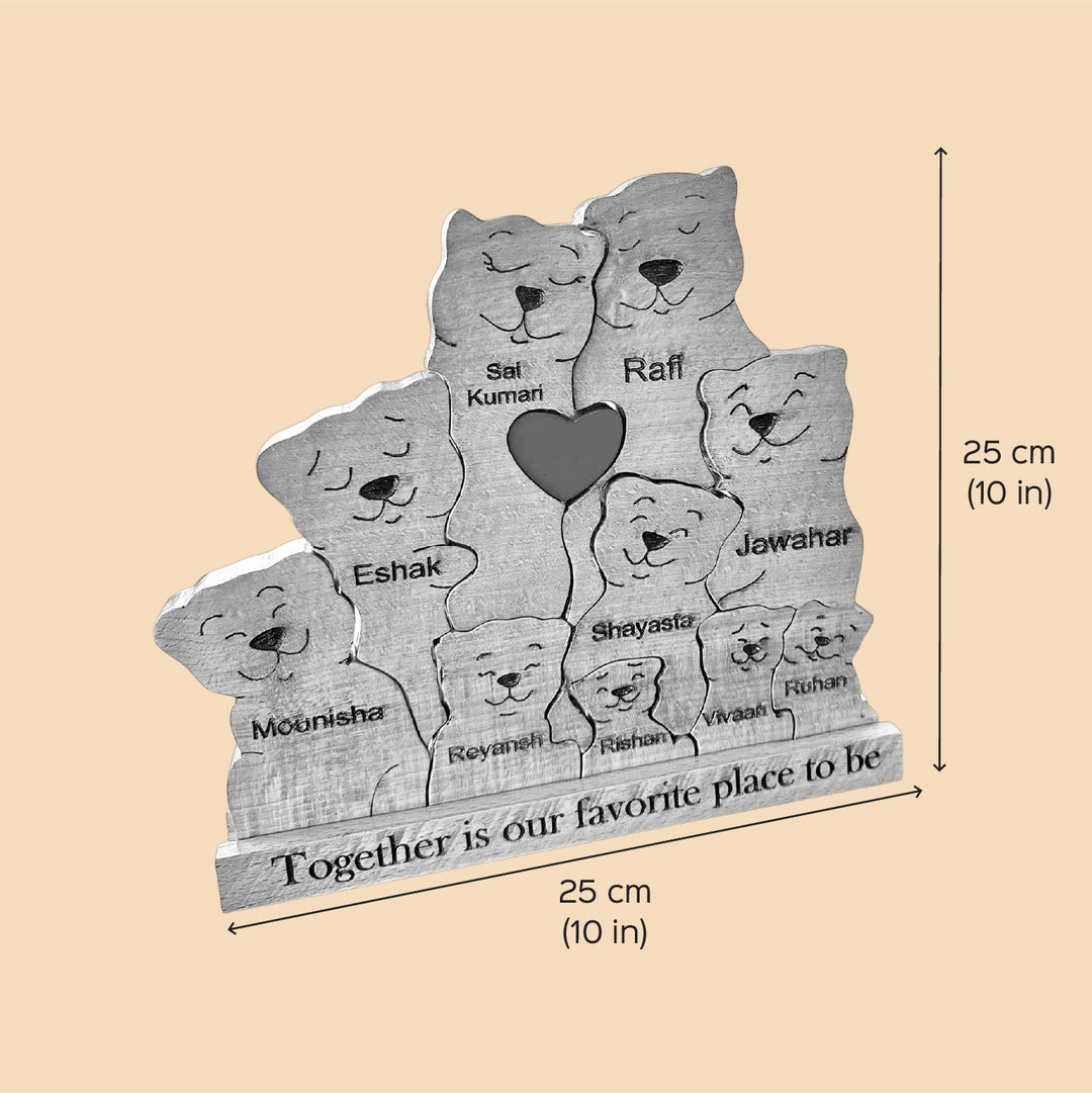 Personalized Bear Family Of 10 Wooden Figurine