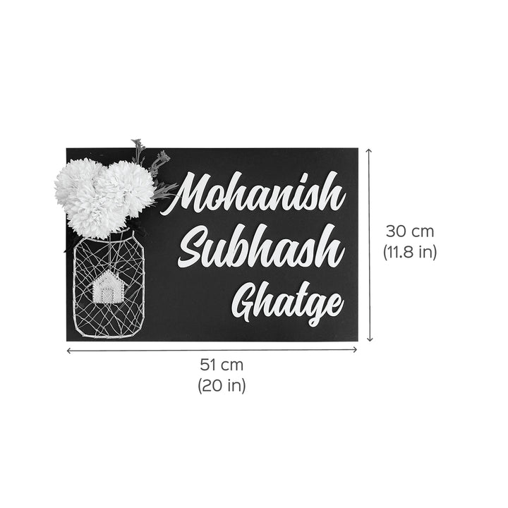 Personalised Acrylic Namplate With Fairy Light String Art - Dimension Chart with Text Placement