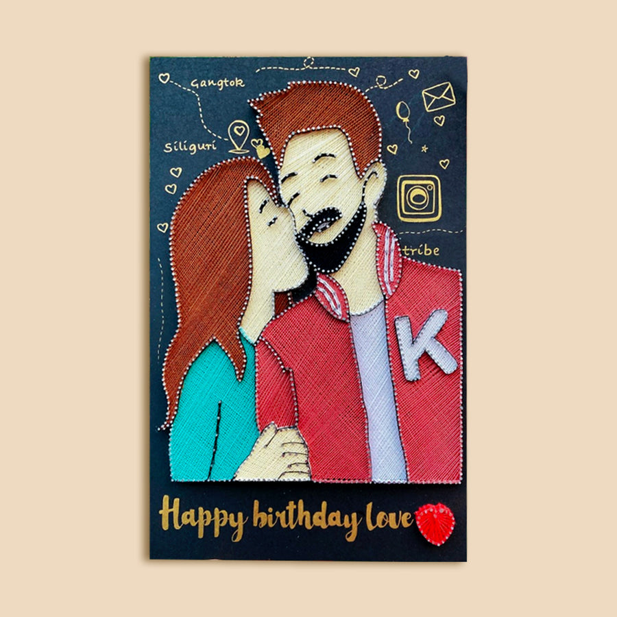 Personalised Birthday String Art Gift Name Plates For Couples 1 - Front View Personalized Artwork