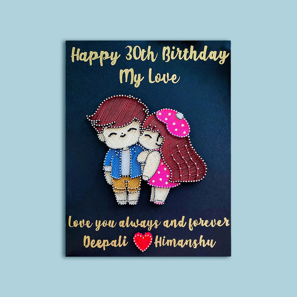 Personalised Birthday String Art Gift Name Plates For Couples 3 - Front View with Personalized Text