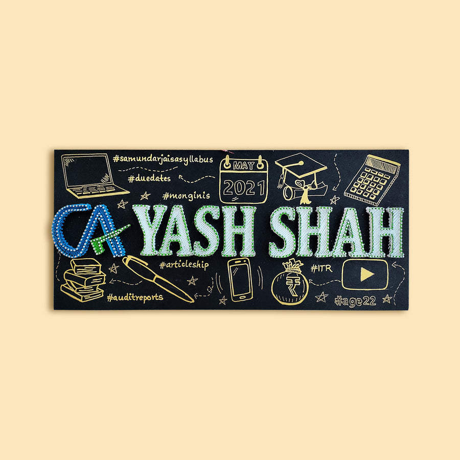 Personalised Ca String Art Name Plate - Front View with Name Personalization
