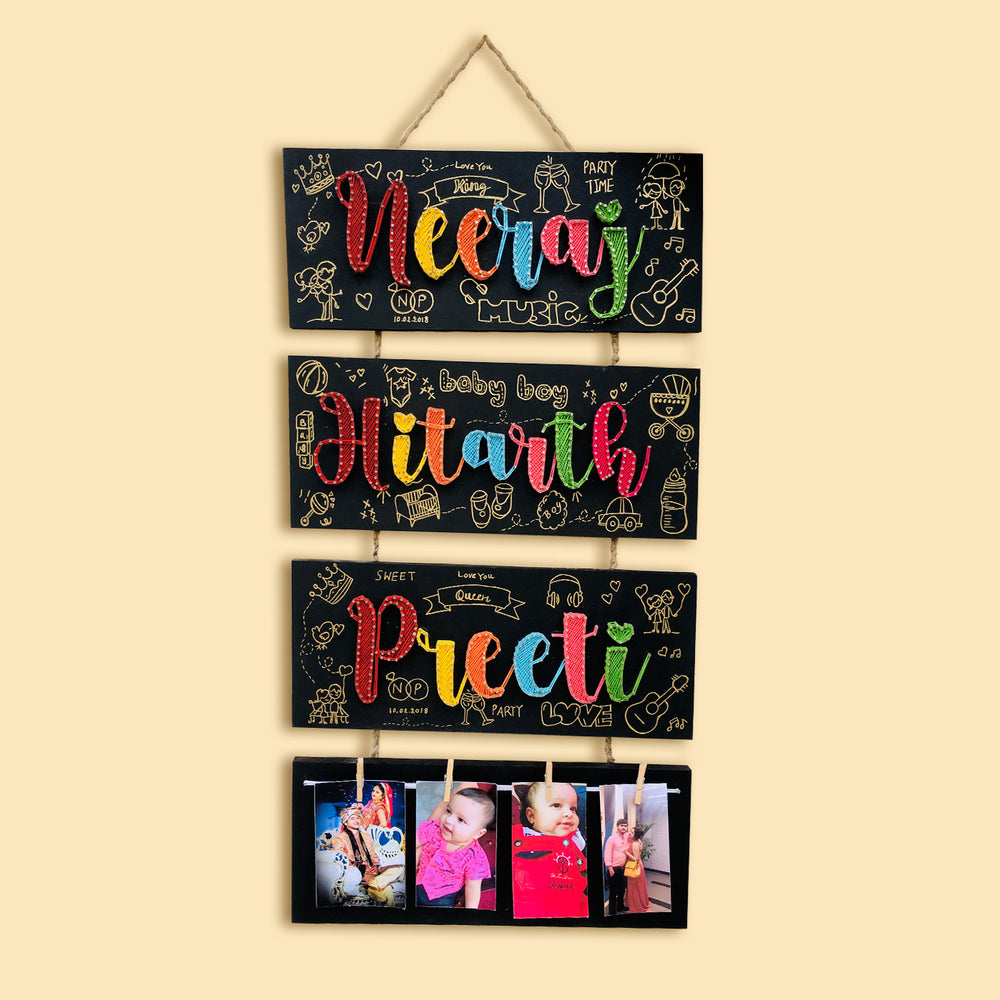 Personalised Family Name Plate String Art Wall Hanging - Hanging Display with Personalized Names