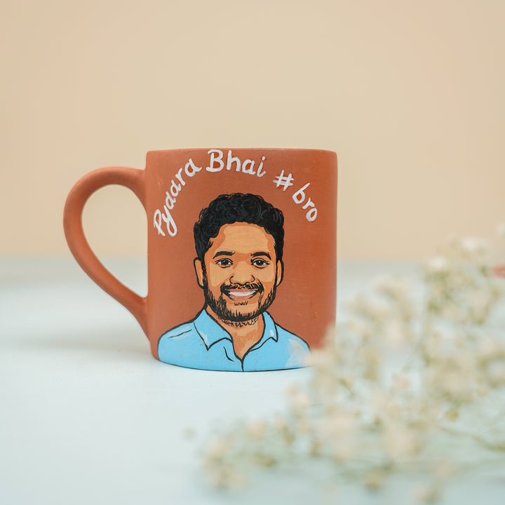 Photo Personalized Handmade Bhai And Bhabhi Theme Rakhi Hamper Includes 2 Mug 2 Rakhi - Side View of Mug with Bro Image