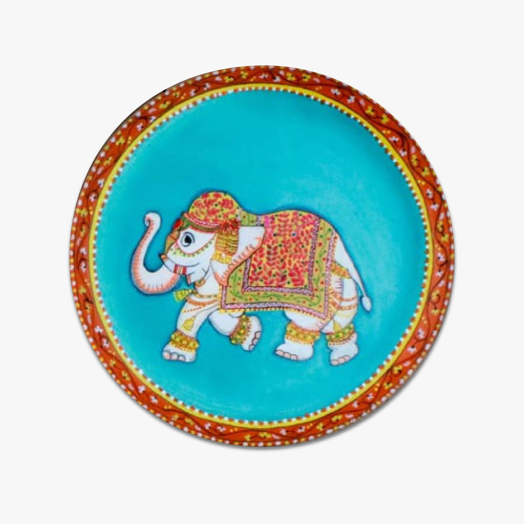 Handpainted Wooden Wall Plate With Rajasthani Artwork