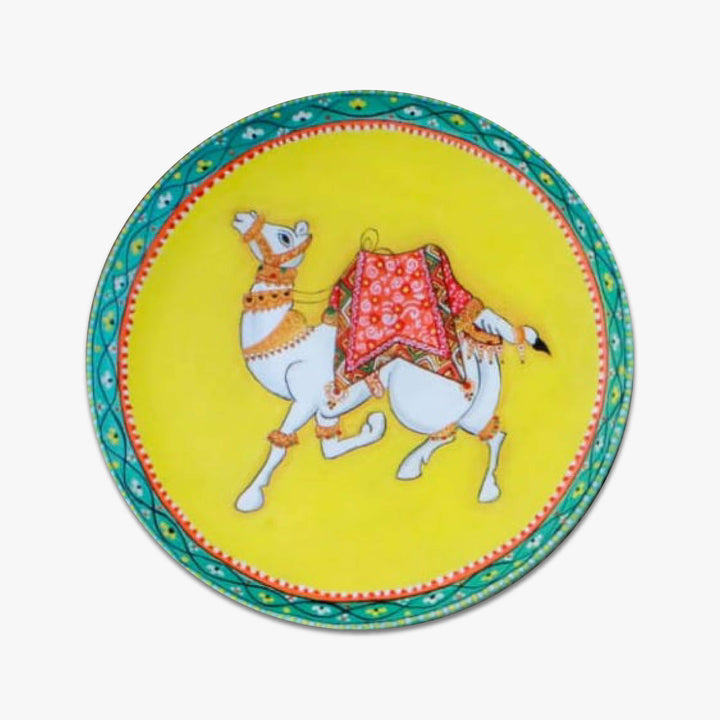 Handpainted Wooden Wall Plate With Rajasthani Artwork