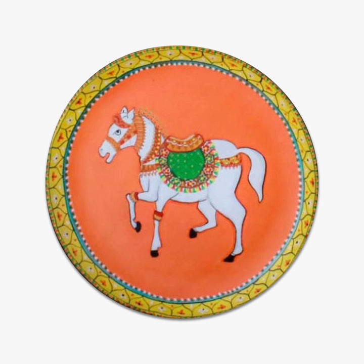 Handpainted Wooden Wall Plate With Rajasthani Artwork