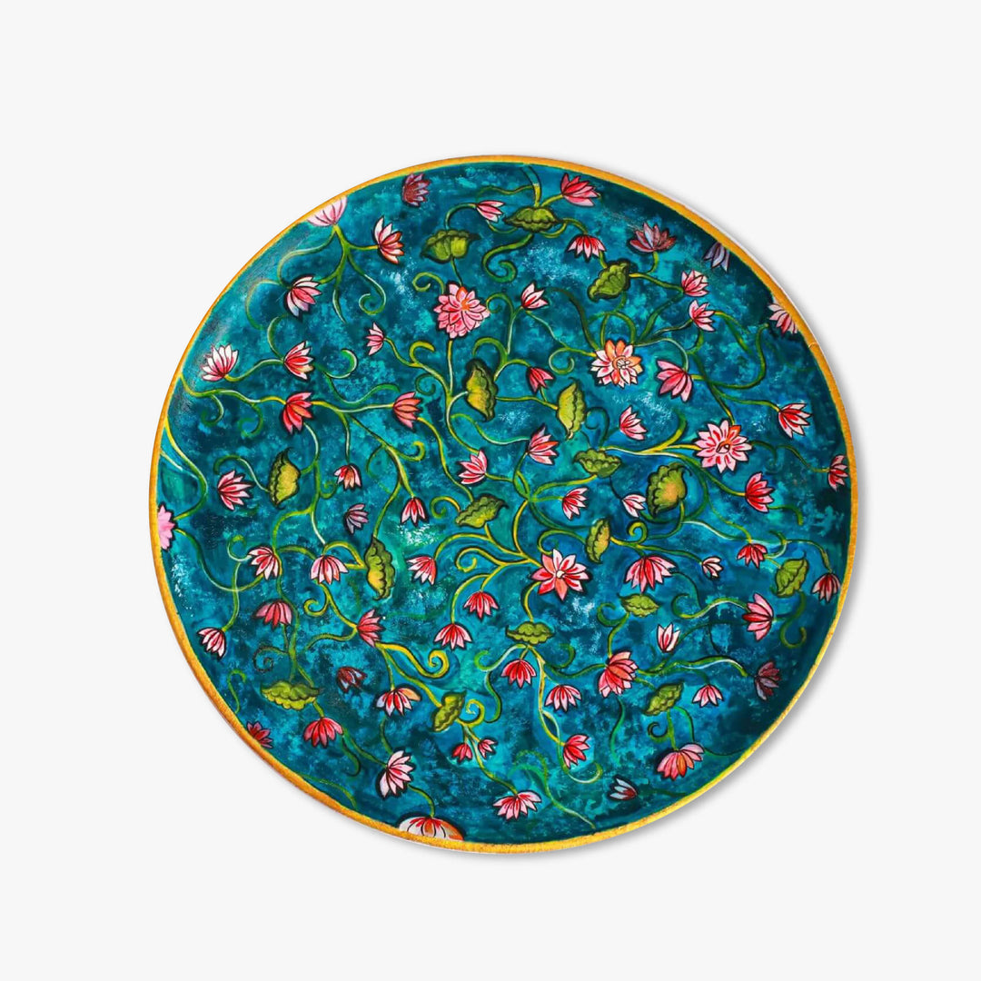 Handpainted Wooden Wall Plate With Rajasthani Artwork