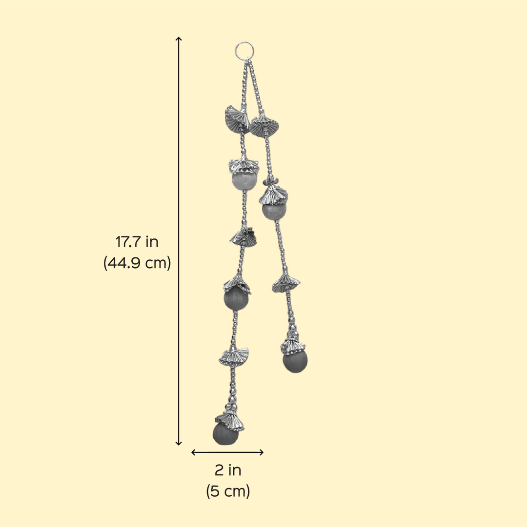 2 Pc | Handmade Colorful Fabric Beads & Ghungroo Hanging