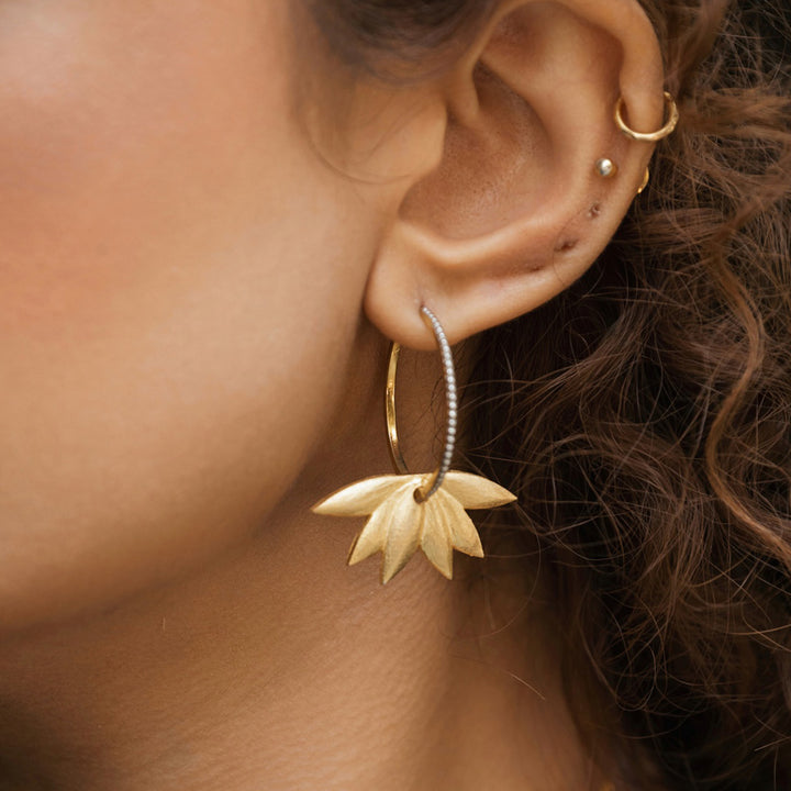 Handmade Astral Bloom 22k Gold Plated Silver Earrings