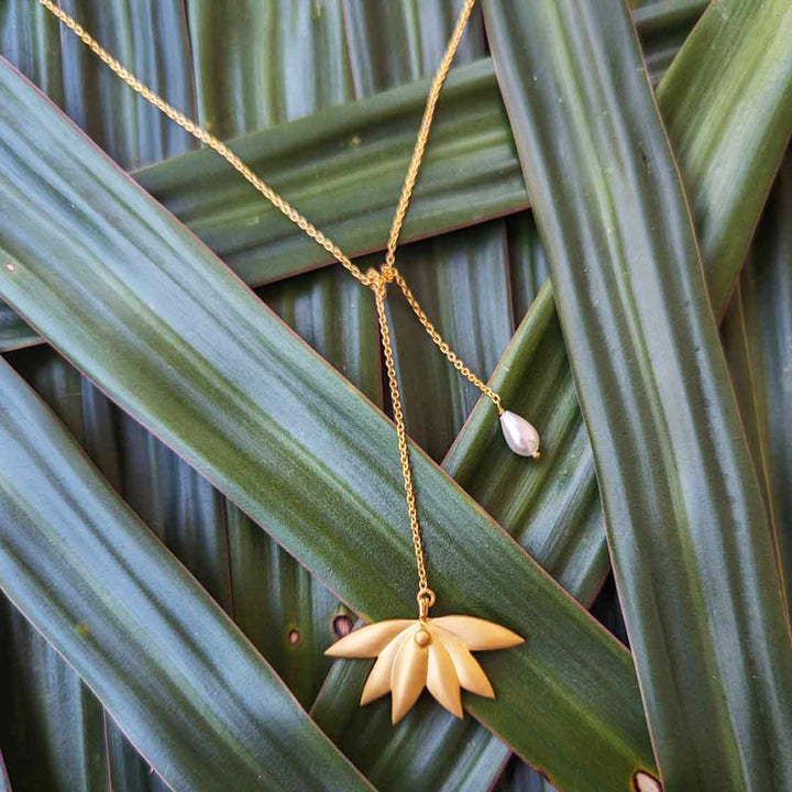 Handmade Astral Bloom 22k Gold Plated Silver Necklace
