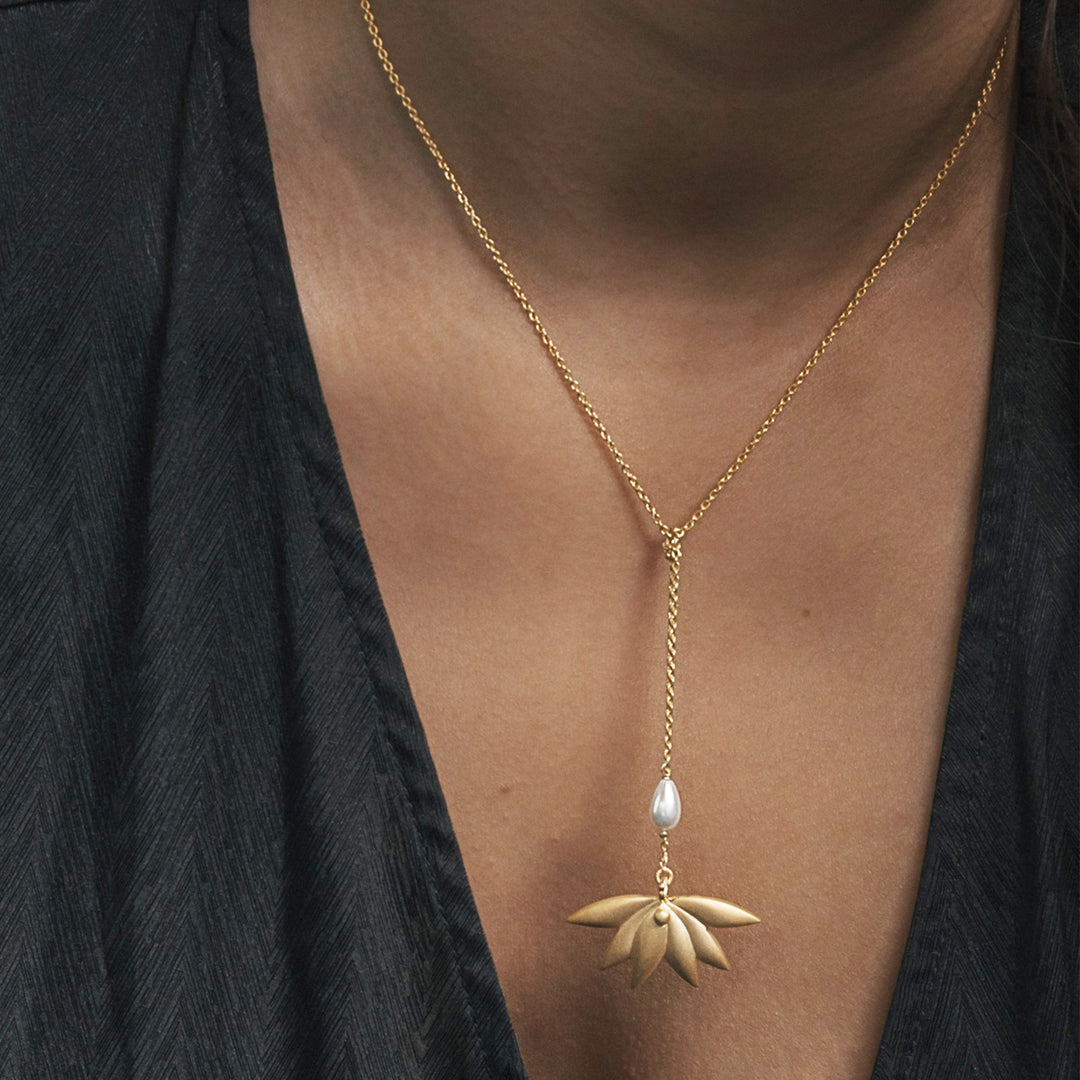 Handmade Astral Bloom 22k Gold Plated Silver Necklace