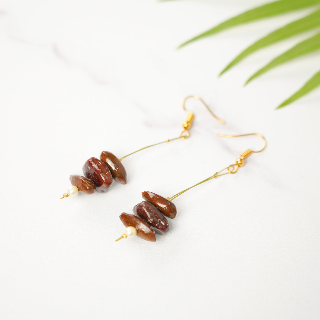 Handmade Brown Sitaphal & Tamarind Seed Earrings