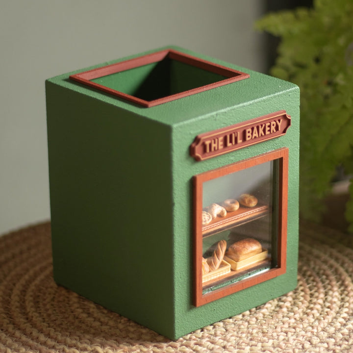 Handmade Miniature Lil Bakery Shop Themed Pen Stand For Decor