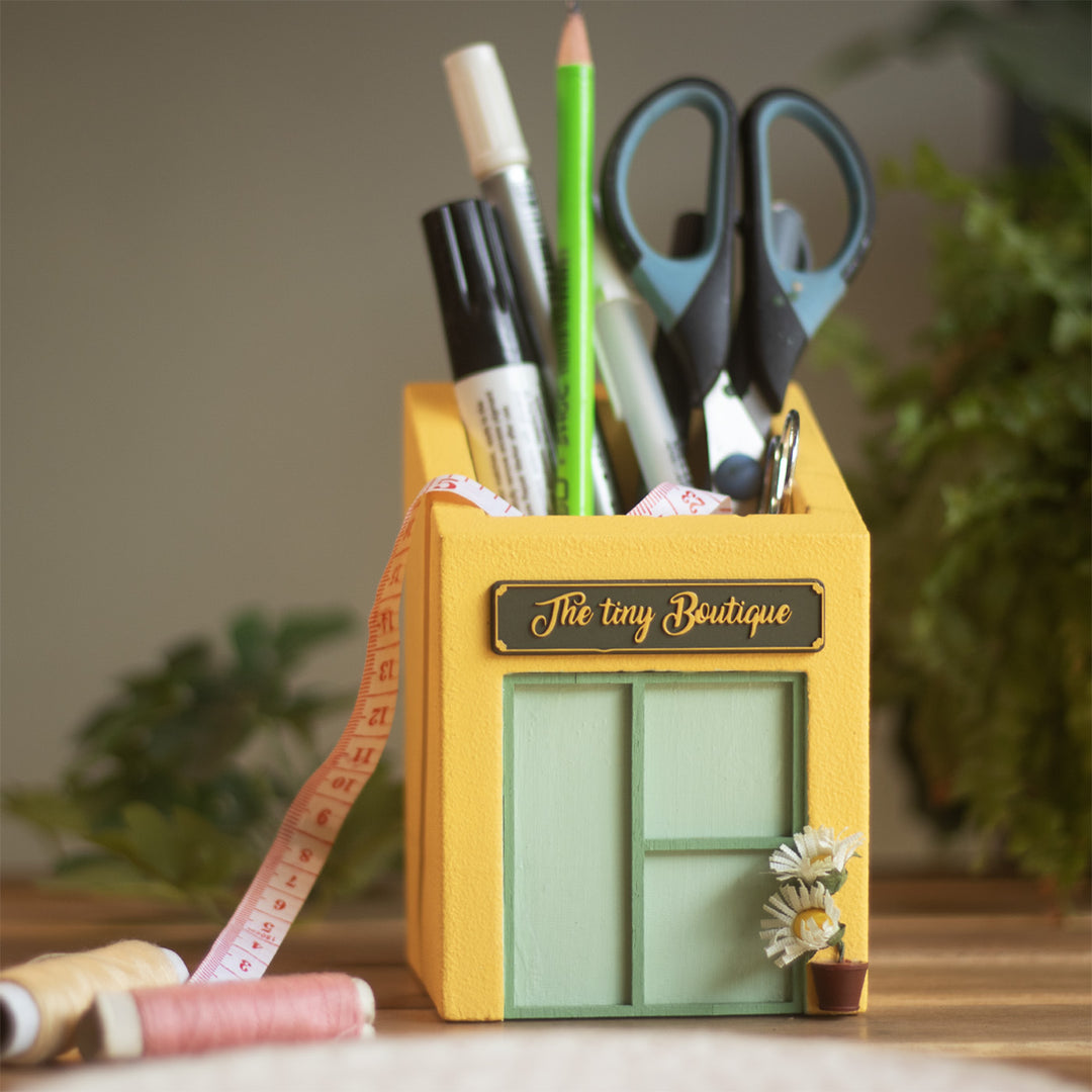 Handmade Tiny Boutique Themed Pen Stand For Decor