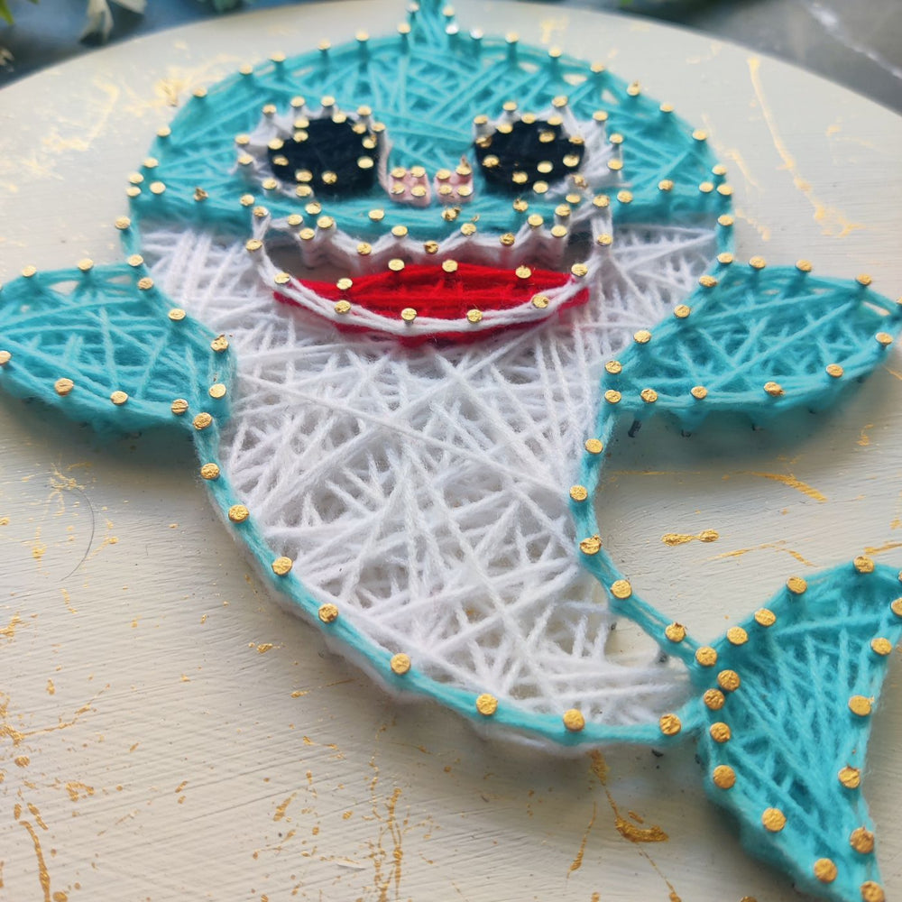Personalized Animal Theme Kids String Art Name Plate 1 - Close-up Side Angle Showing Texture