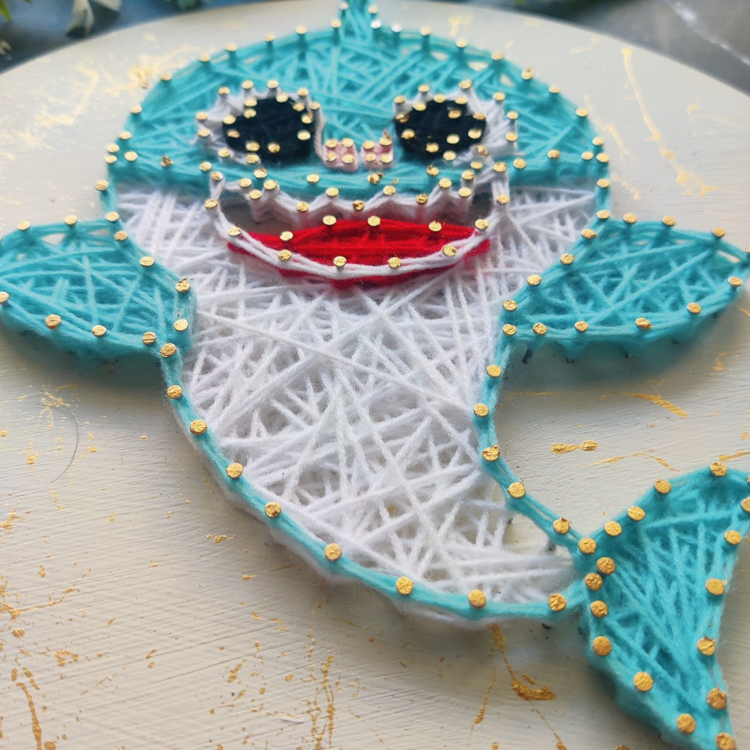 Personalized Animal Theme Kids String Art Name Plate 1 - Close-up Side Angle Showing Texture