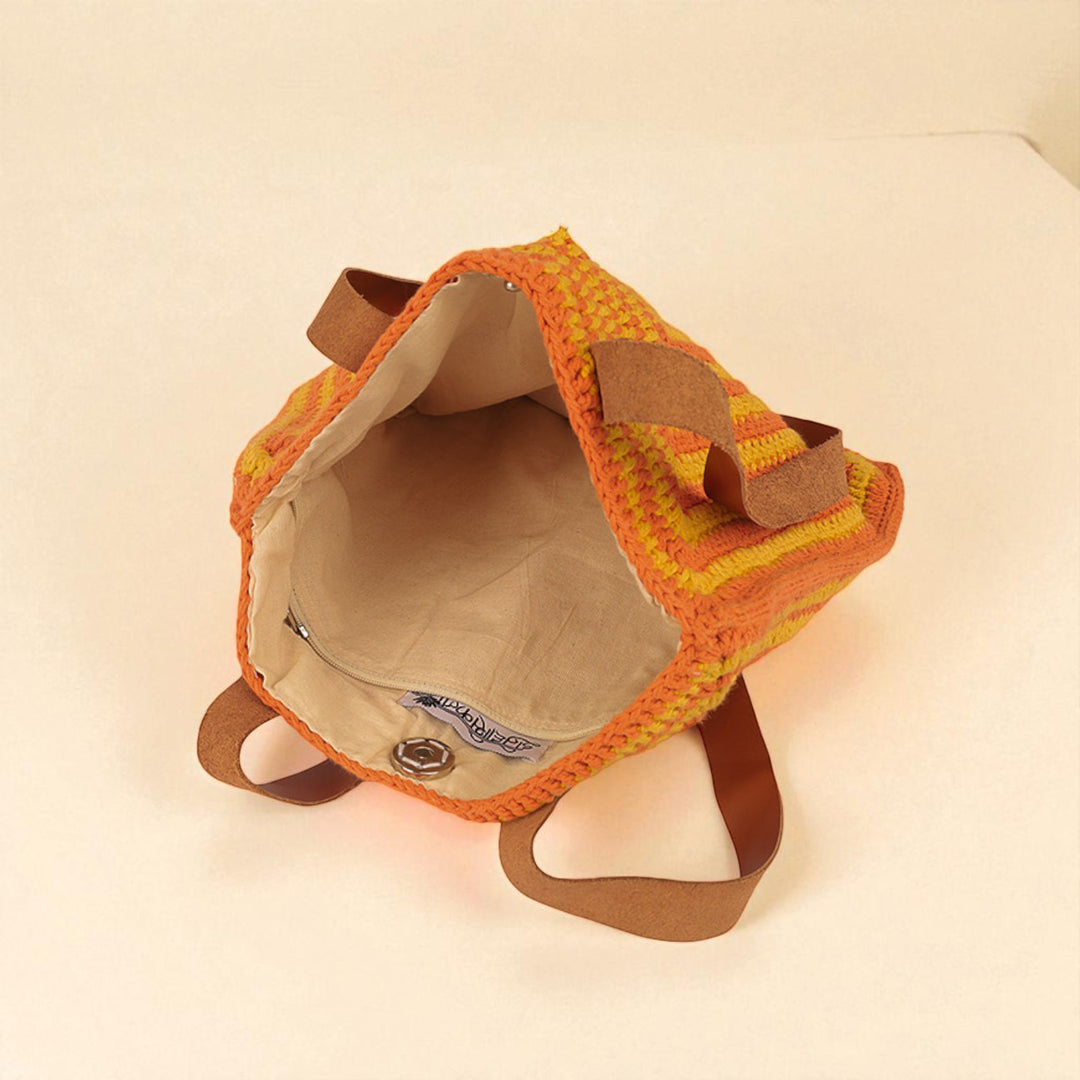 Handmade Crochet Yellow & Orange Tote Bag