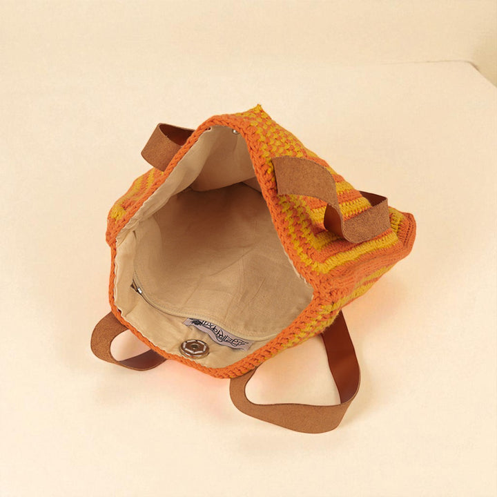 Handmade Crochet Yellow & Orange Tote Bag