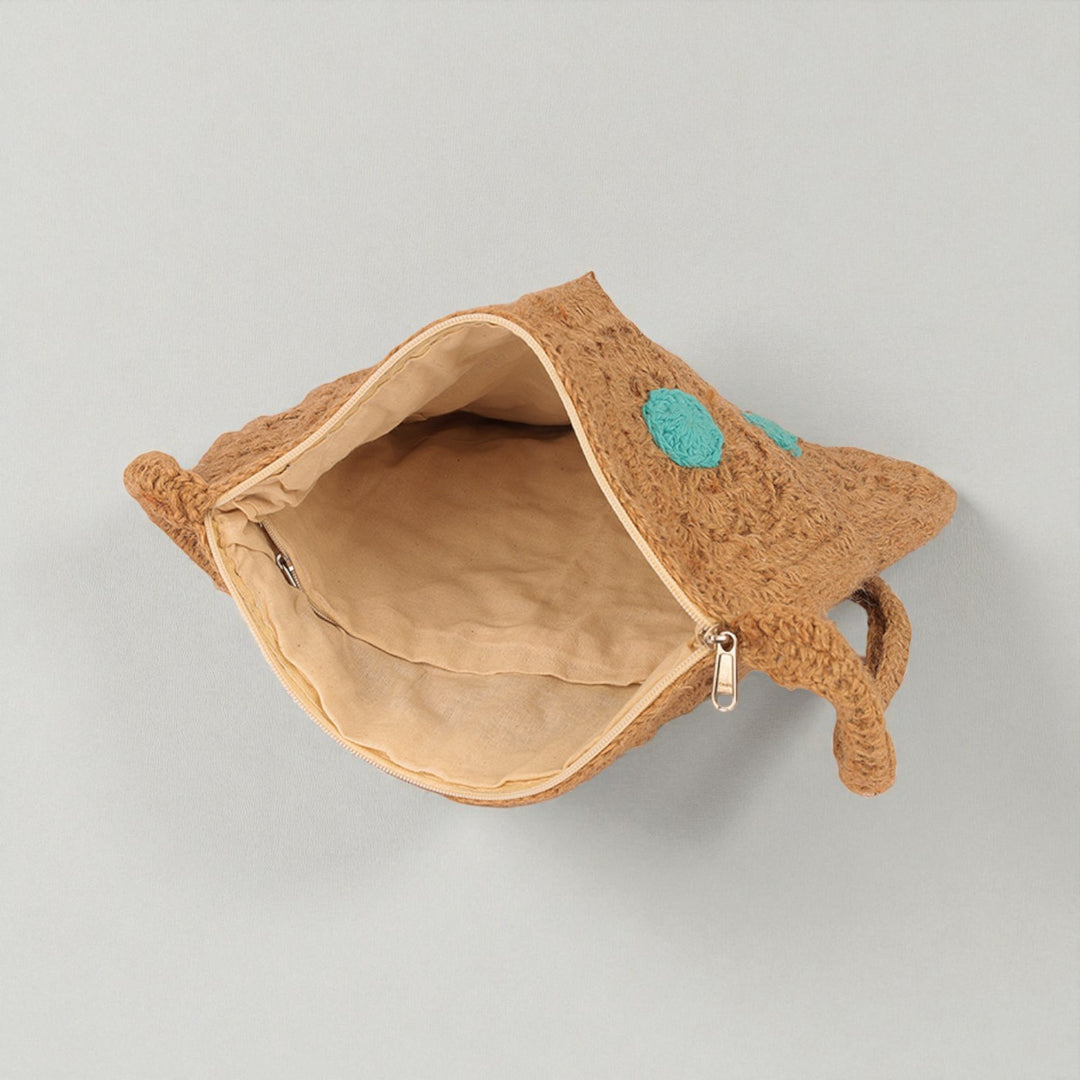 Handmade Crochet Brown & Blue Sling Bag