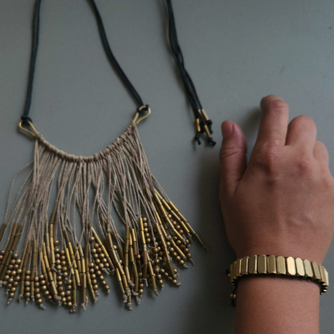 Handmade Jute Thread Bar Necklace