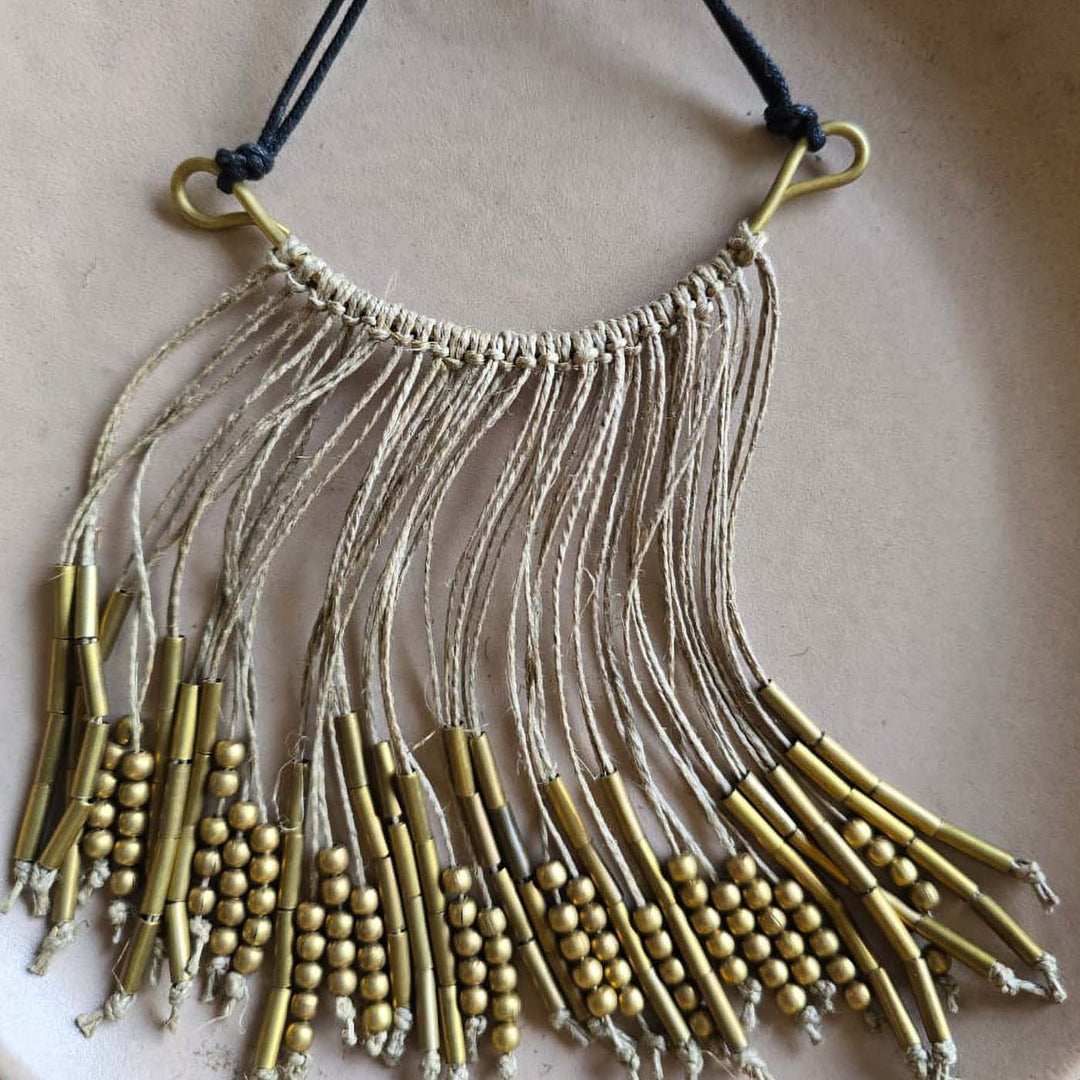 Handmade Jute Thread Bar Necklace