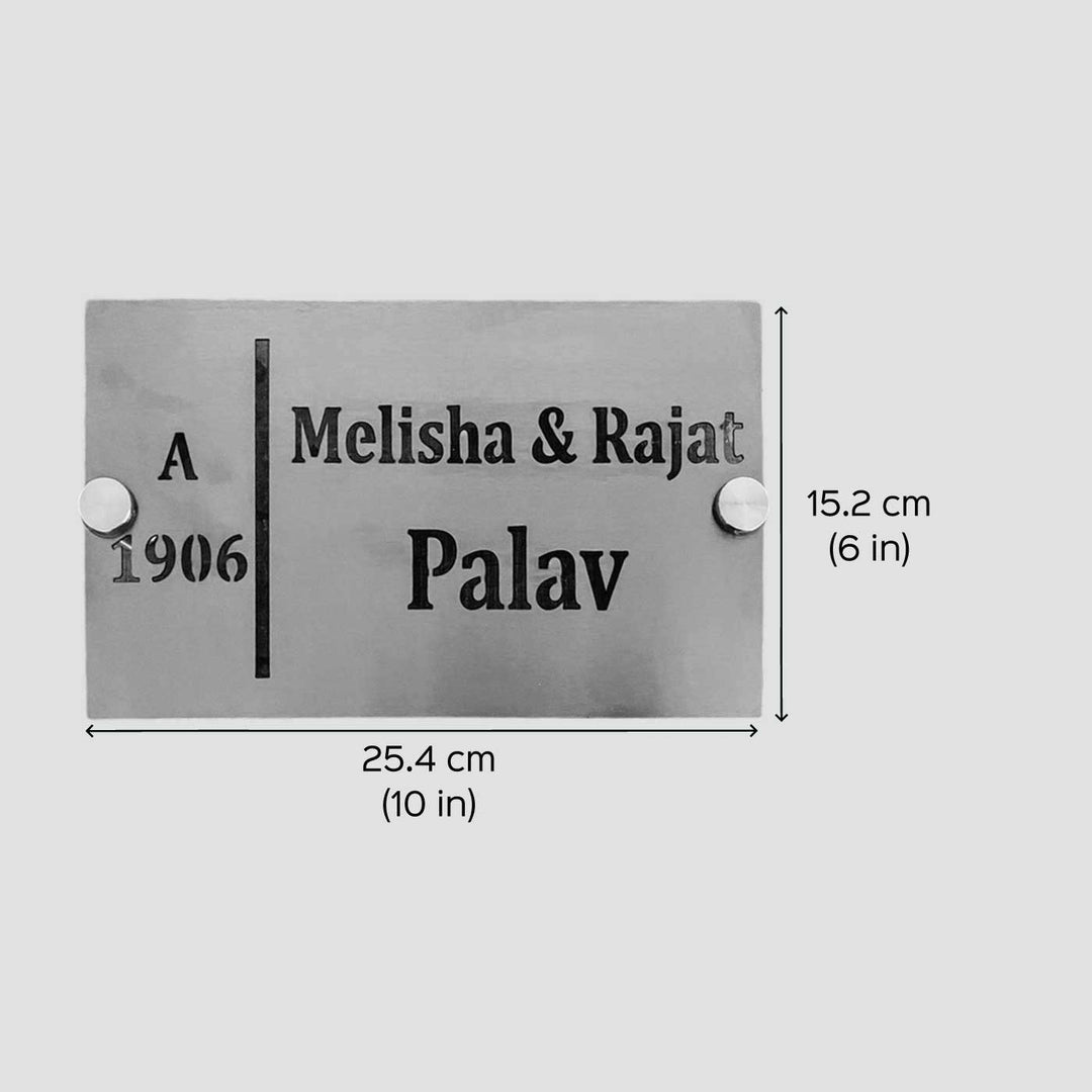 Personalized Waterproof Soft Gold Steel Led Name Plate - Front View with Dimension Labels