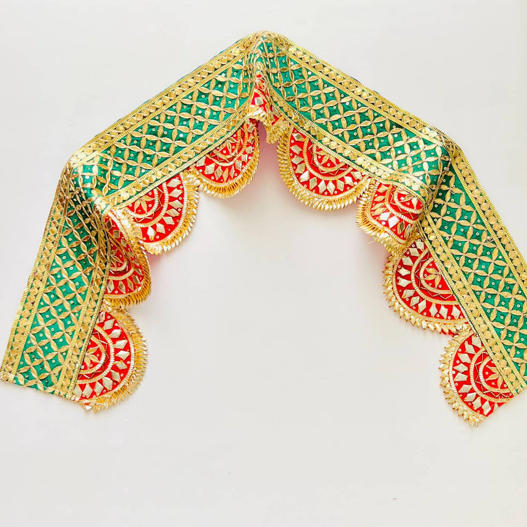 40 In | Handmade Gota Patti Red & Green Round Toran