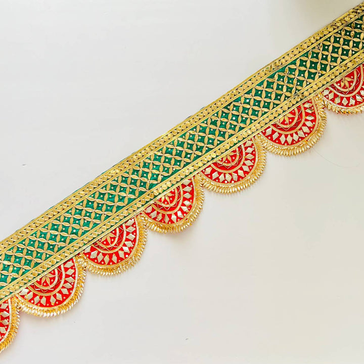 40 In | Handmade Gota Patti Red & Green Round Toran