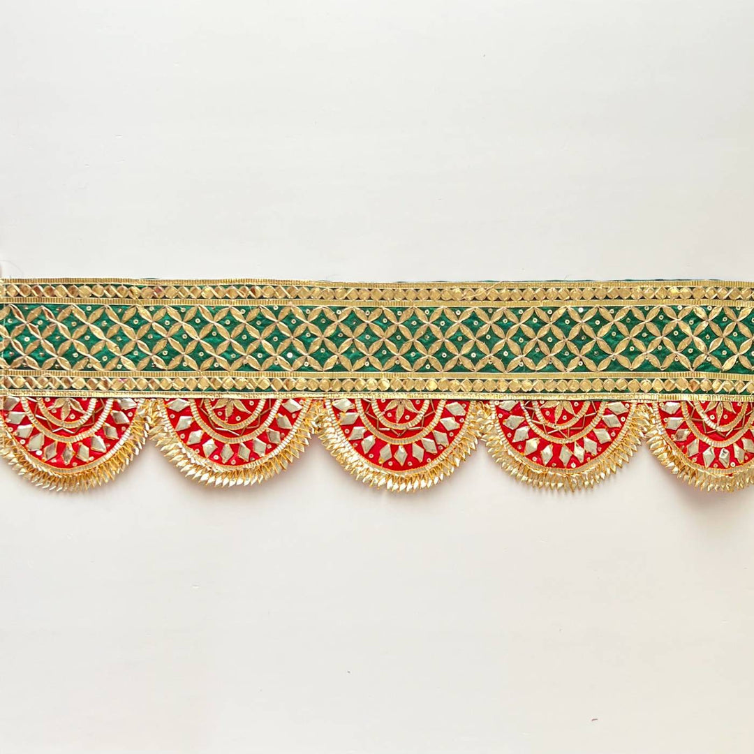 40 In | Handmade Gota Patti Red & Green Round Toran