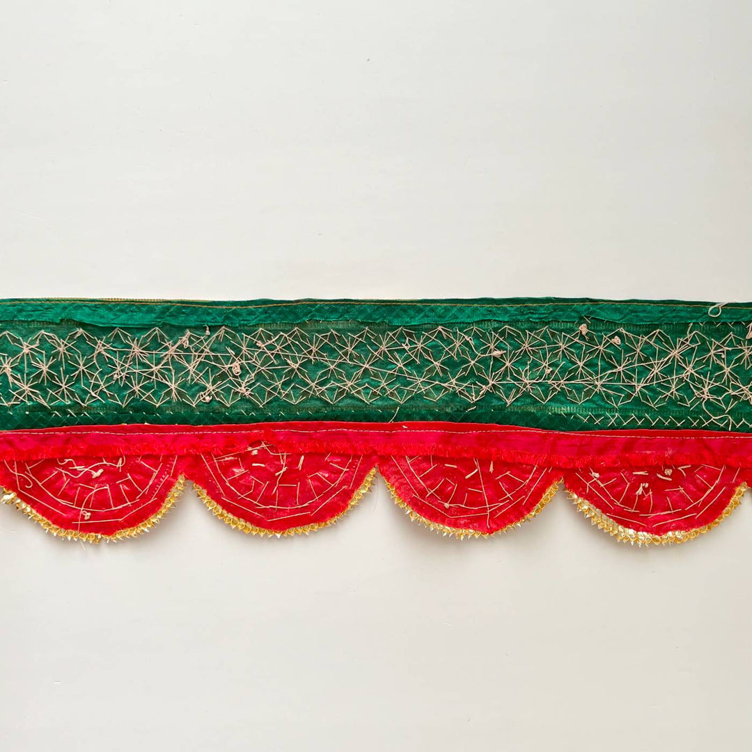 40 In | Handmade Gota Patti Red & Green Round Toran