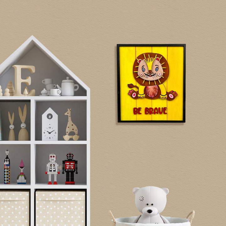 Hand Painted Affirmations Animal Wall Art For Kids - Frontal View Mounted on Wall