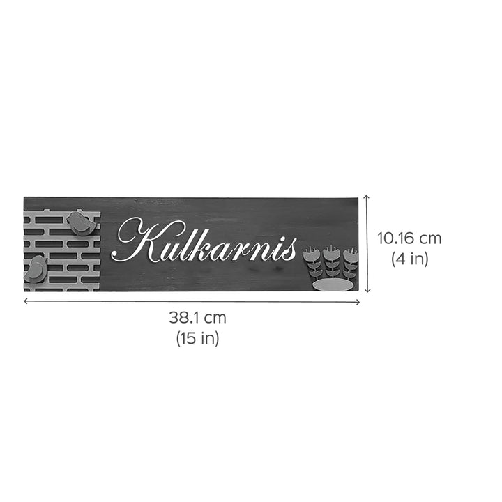 Hand Painted Personalized Bird Name Plate 7 - Dimension Chart with Name Personalization