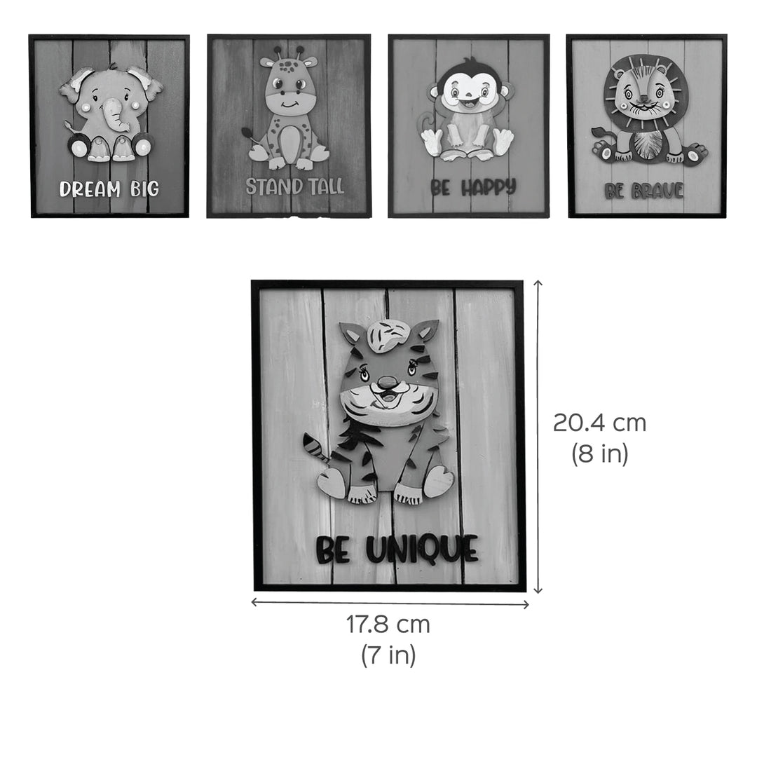 Hand Painted Affirmations Animal Wall Art For Kids - Dimension Chart with Multiple Designs