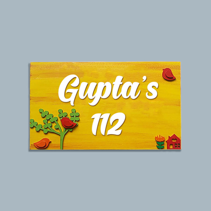 Hand Painted Personalized Bird Name Plate 5 - Front View with Name Personalization