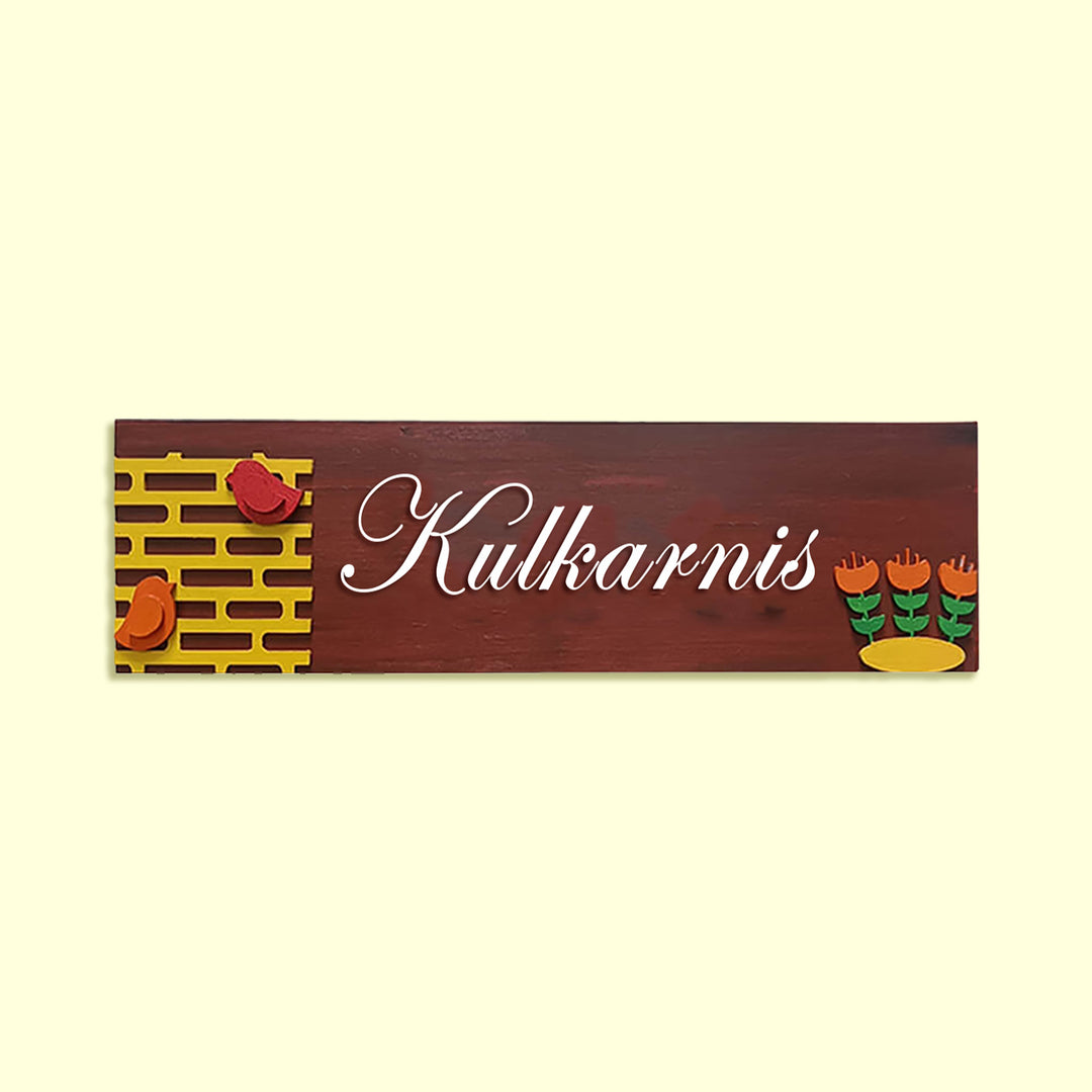 Hand Painted Personalized Bird Name Plate 7 - Front View with Name Personalization