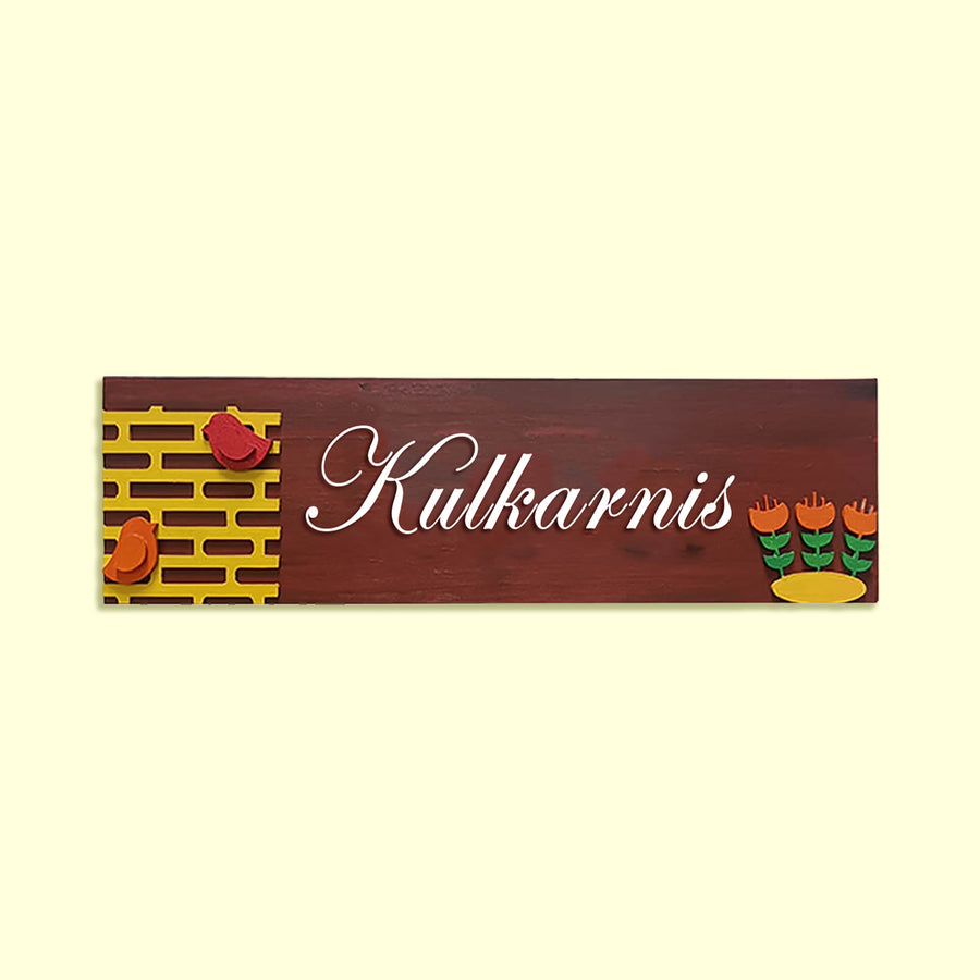 Hand Painted Personalized Bird Name Plate 7 - Front View with Name Personalization