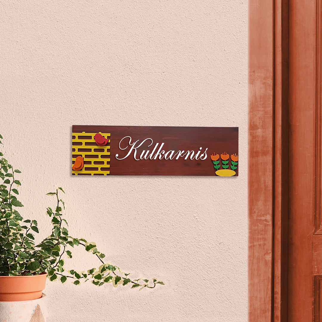 Hand Painted Personalized Bird Name Plate 7 - Mounted on Wall Near Door